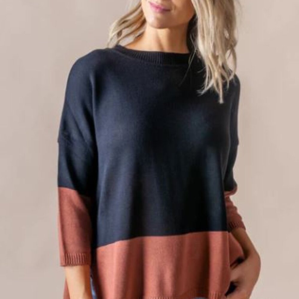 NWT Agnes & Dora Boxy Sweater in Black and Sienna
